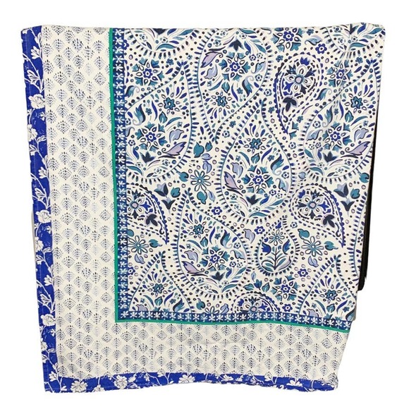 Opalhouse Bandana Blue Paisley Patchwork Shower Curtain Cotton 70" Long